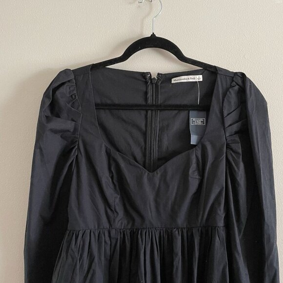 Abercrombie & Fitch Women S Black Long Sleeve Poplin Babydoll Mini Dress NWT - Picture 8 of 15